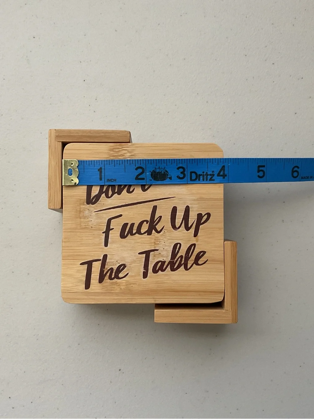 Bamboo Coaster Set - Don't F*** Up The Table - Natural Bamboo